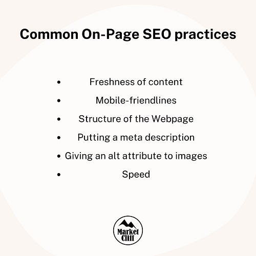 Common On-Page SEO practices list